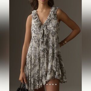 NWT Anthropologie Sleeveless Ruffle V-neck Mini Dress